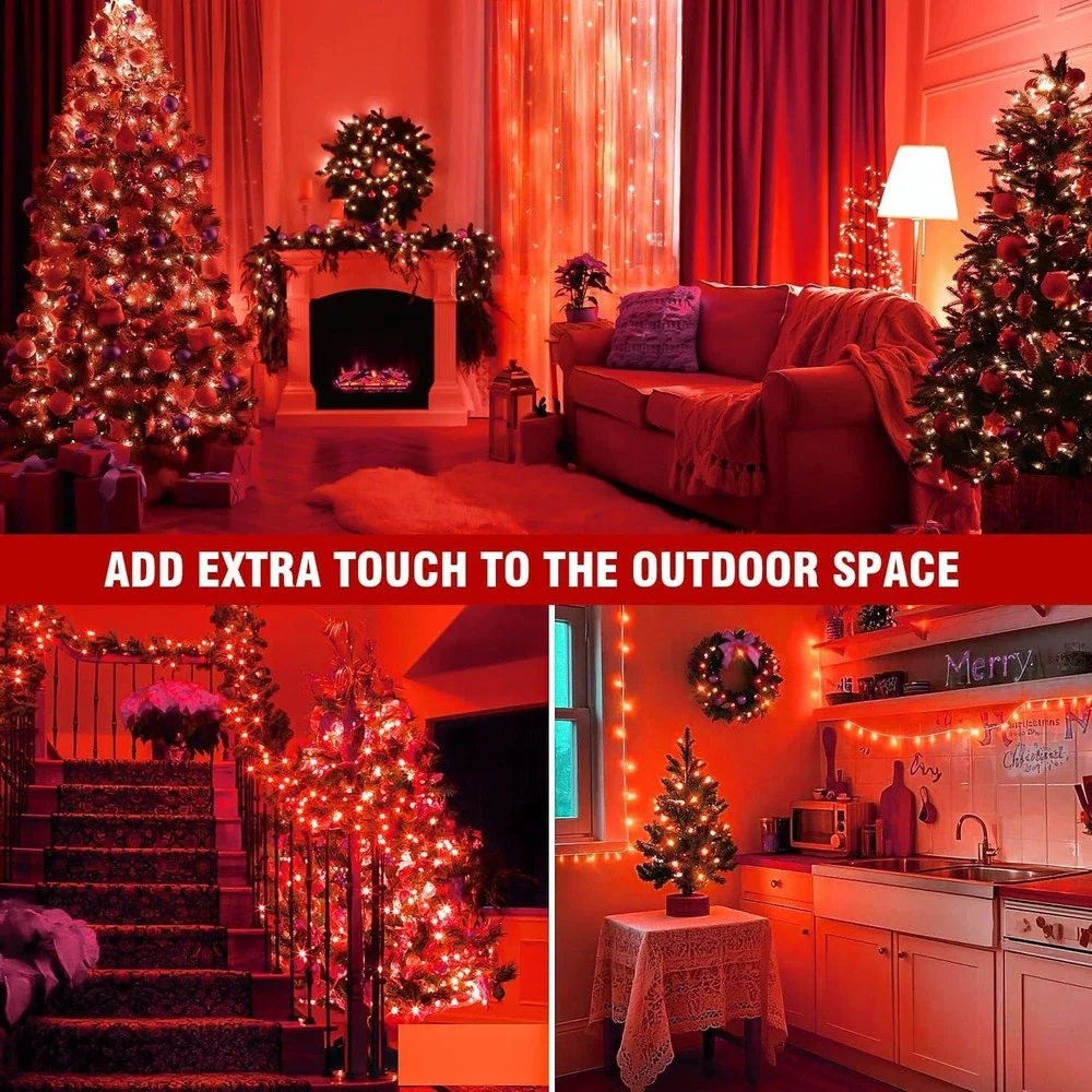 Wastroyal 70ft Red‎ LED String Lights 210LED 8 Modes Outdoor Indoor Halloween
